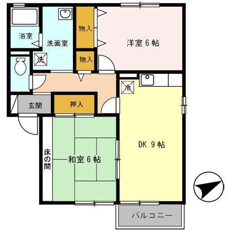 グリーンコート I(2DK/1階)の間取り写真