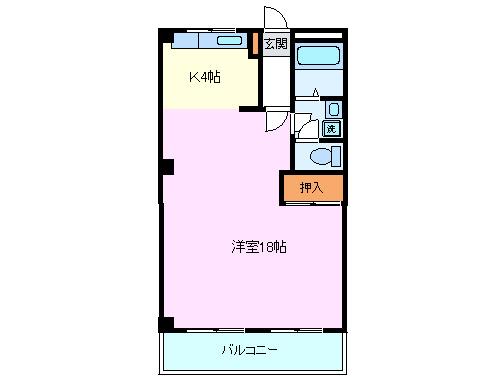 テンジンYS(1K/1階)の間取り写真