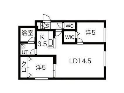 GRAND RAVINE南郷通(2LDK/1階)の間取り写真