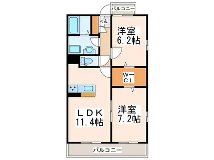 クロノス31田井島(2LDK/8階)の間取り写真