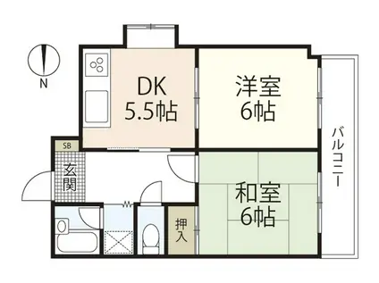 大桂第2ビル(2DK/3階)の間取り写真
