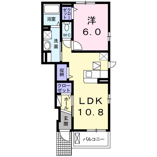 ヒルサイド ヴィラT(1LDK/1階)の間取り写真