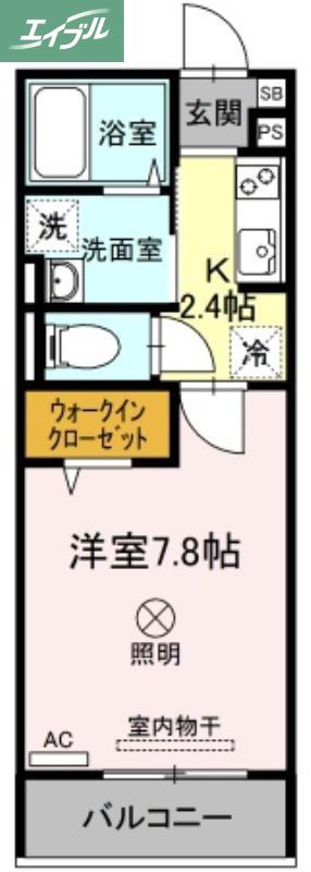 ルミナス大和町(1K/3階)の間取り写真