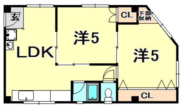 SEIRYUMAIZON ASHIYA(2LDK/3階)の間取り写真