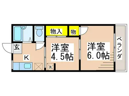 キャッスルハイツ(2K/1階)の間取り写真