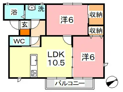 CASA RANA(2LDK/1階)の間取り写真