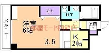 CUBO松陰(1DK/1階)の間取り写真