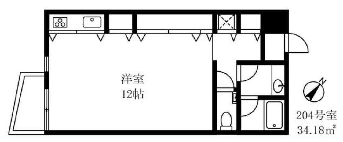 タリアセンSS(ワンルーム/2階)の間取り写真