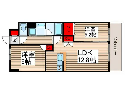 スカイグランデ津田沼(2LDK/8階)の間取り写真