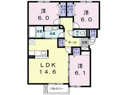 SUNPARK岩見沢(3LDK/3階)の間取り写真