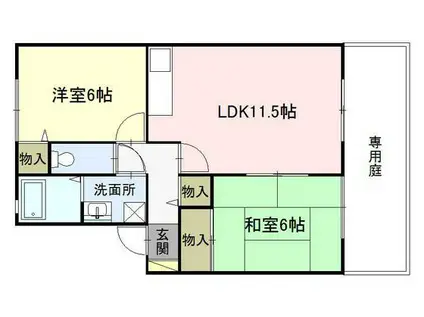 モナリエ大谷(2LDK/1階)の間取り写真