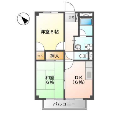 グリーンヒルズエナ(2DK/1階)の間取り写真