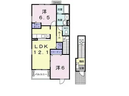 プロムナ-ドメゾンII(2LDK/2階)の間取り写真