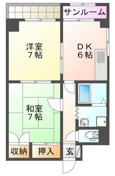 ザ レジデンス(2DK/2階)の間取り写真
