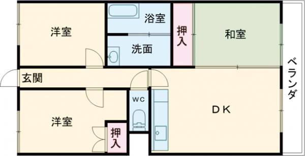 ルベーレ熊谷(3DK/3階)の間取り写真
