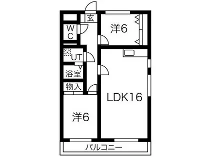 ミラベル元植田(2LDK/3階)の間取り写真