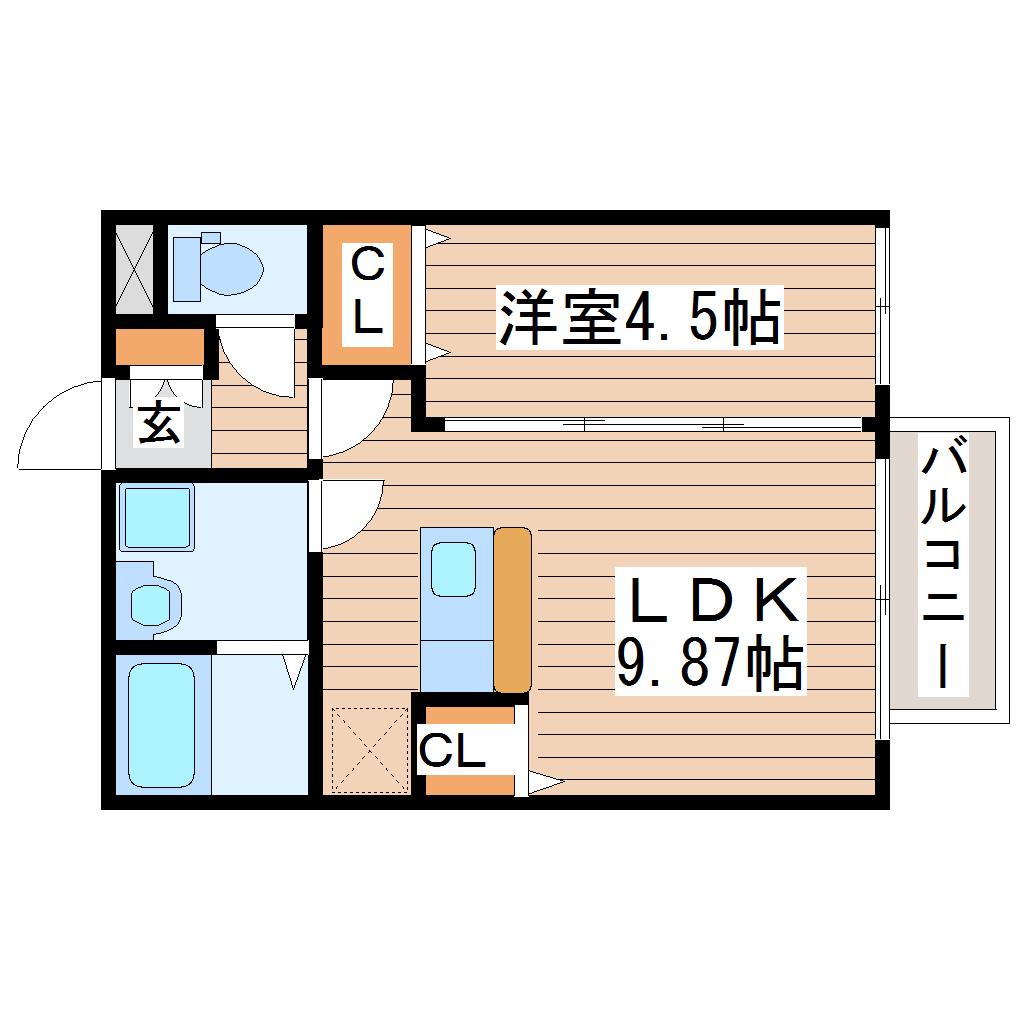 サニープレイス小松島II(1LDK/1階)の間取り写真