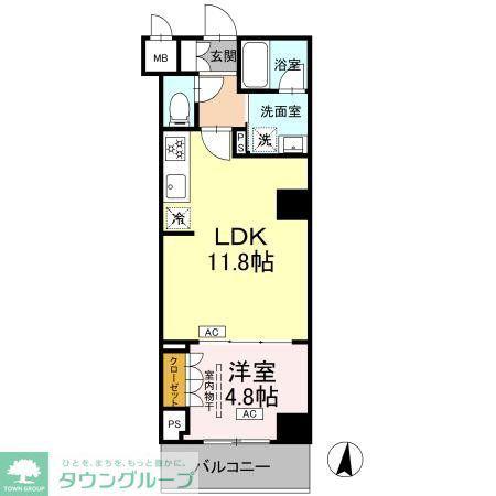 ロイジェント潮見(1LDK/5階)の間取り写真