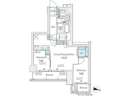 ロイヤルパークス赤羽サウス(2LDK/7階)の間取り写真