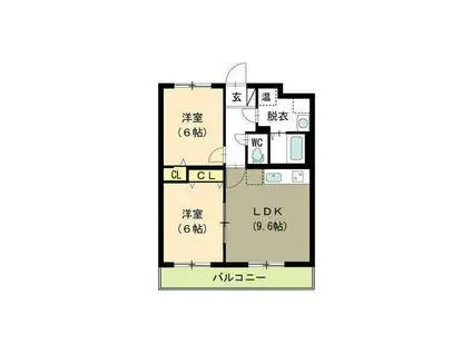 ガーデン・アイリス(2LDK/1階)の間取り写真