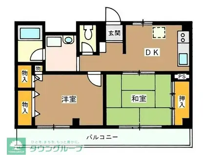 グランブルーK(2DK/3階)の間取り写真