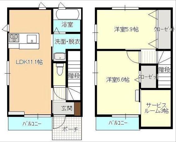 ヒラソル(2SLDK/1階)の間取り写真