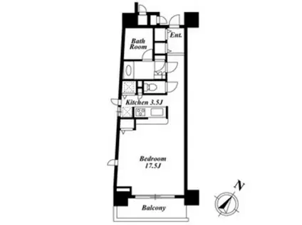 KDXレジデンス白金Ⅰ(ワンルーム/3階)の間取り写真