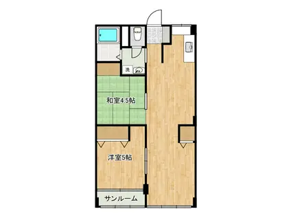 高倉第一コーポA棟 A(2LDK/8階)の間取り写真