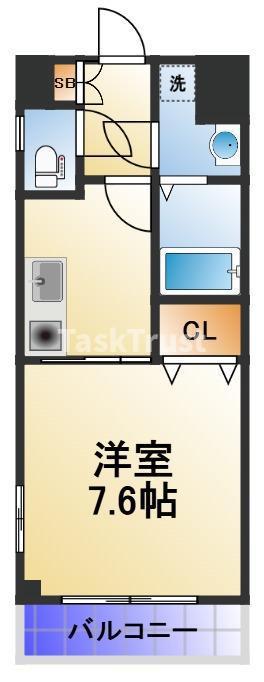 メッセージ大工大前(1K/4階)の間取り写真