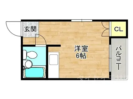 ランドレディII(ワンルーム/2階)の間取り写真