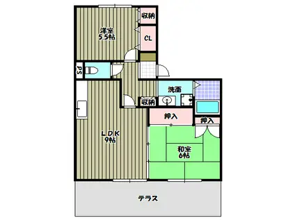 リヴェール北野田(2LDK/1階)の間取り写真