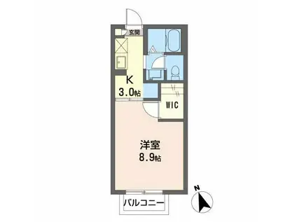 エクセール松岡A(1K/1階)の間取り写真