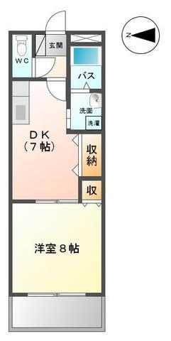 エクセレンス小森野(1DK/2階)の間取り写真