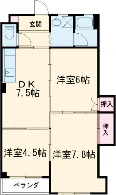 コーポ菊川(3DK/1階)の間取り写真