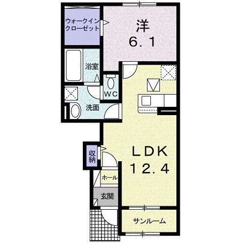 クラレスC(1LDK/1階)の間取り写真
