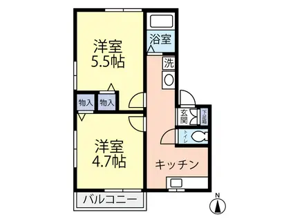 パークハイツ燕沢(2K/2階)の間取り写真