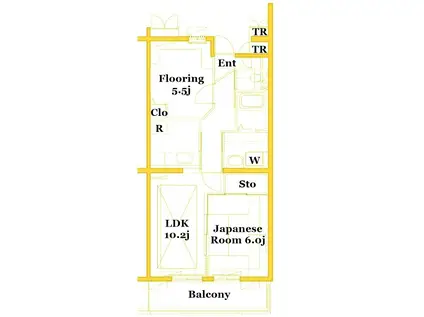 フロール川崎古市場1号棟(2LDK/2階)の間取り写真