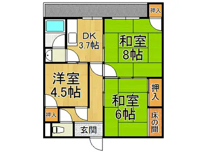 寺本マンション(3DK/1階)の間取り写真