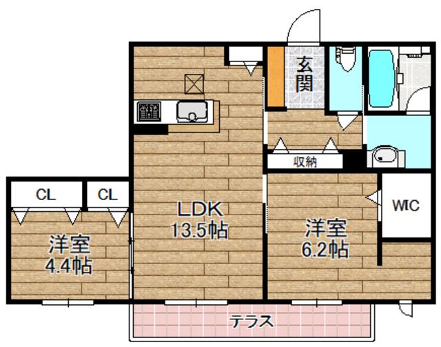 シャーメゾン DE SOLEIL(2LDK/1階)の間取り写真