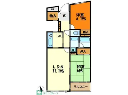 日吉A-II(2LDK/1階)の間取り写真