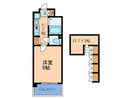 エステムコート梅田茶屋町デュアルスペース406(1K/4階)の間取り写真