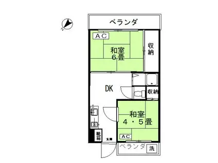 ななハイツA(2DK/3階)の間取り写真