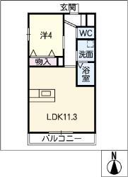 カメーリエ大溝(1LDK/2階)の間取り写真