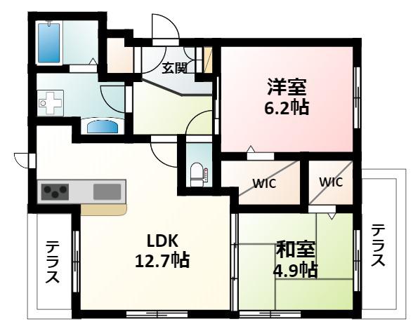 AMARANTHHIRANO(2LDK/1階)の間取り写真
