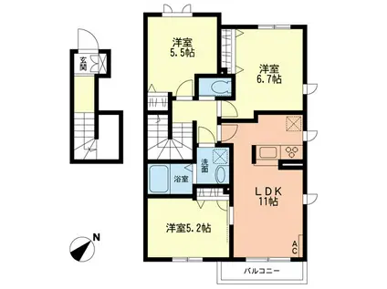 ロックウェルB(3LDK/2階)の間取り写真