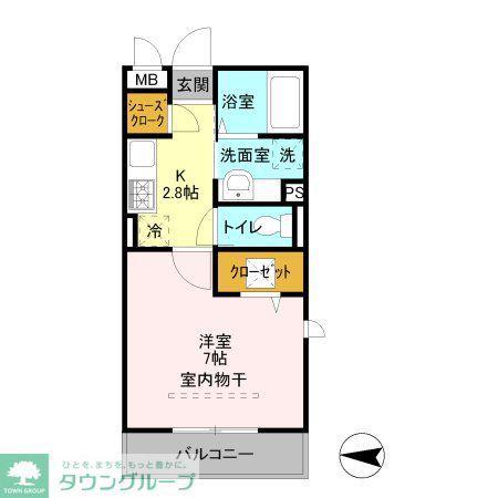 ボナール・中央(1K/1階)の間取り写真