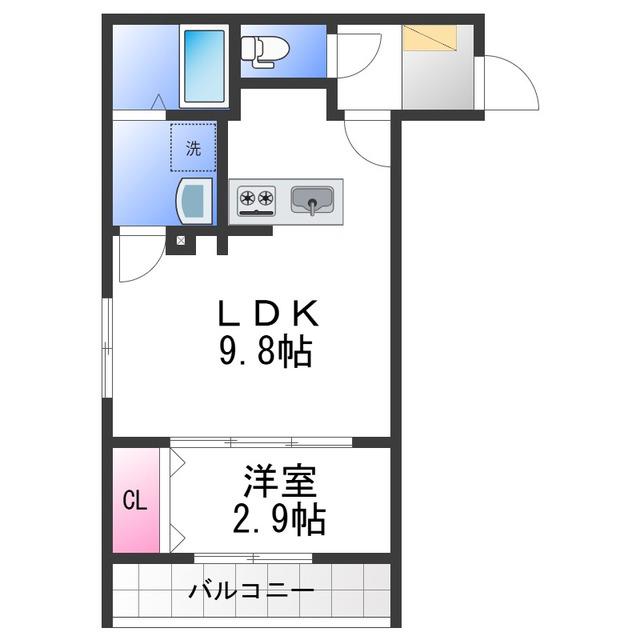 フェリーチェ泉大津(1LDK/3階)の間取り写真