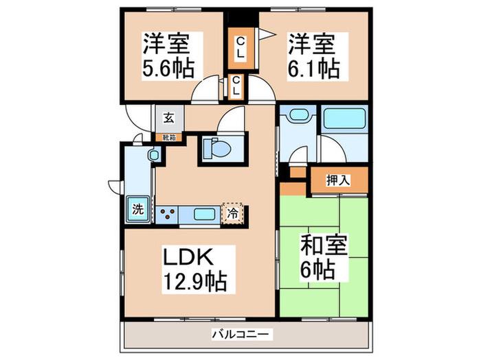 アスティオン三ッ池公園(3LDK/4階)の間取り写真