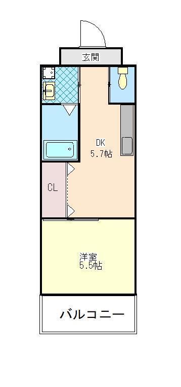 メゾンドクレチュール(1DK/2階)の間取り写真