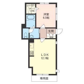 ライフコート若葉(1LDK/1階)の間取り写真
